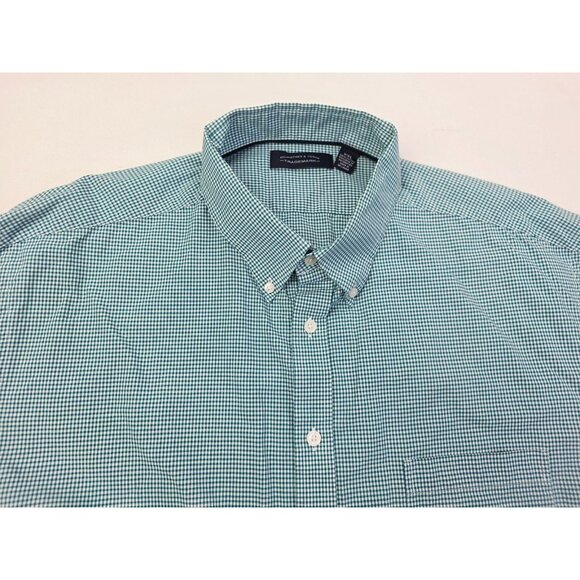 Roundtree Yorke Size 2XL Mens Green White Check Button Down Long Sleeve Shirt - Picture 8 of 8